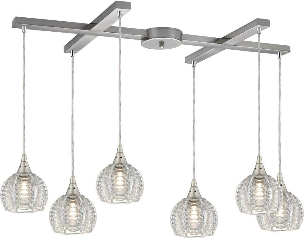 Kersey 6 Light Pendant In Satin Nickel
