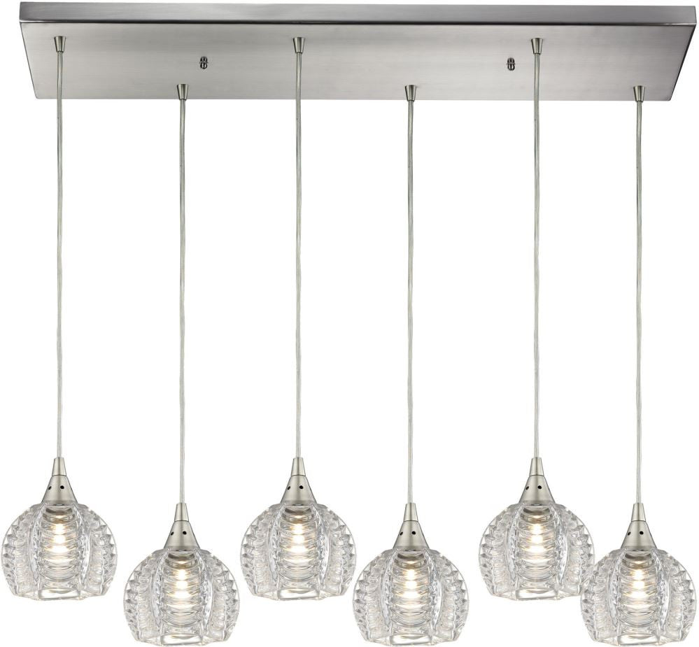 Kersey 6 Light Pendant In Satin Nickel