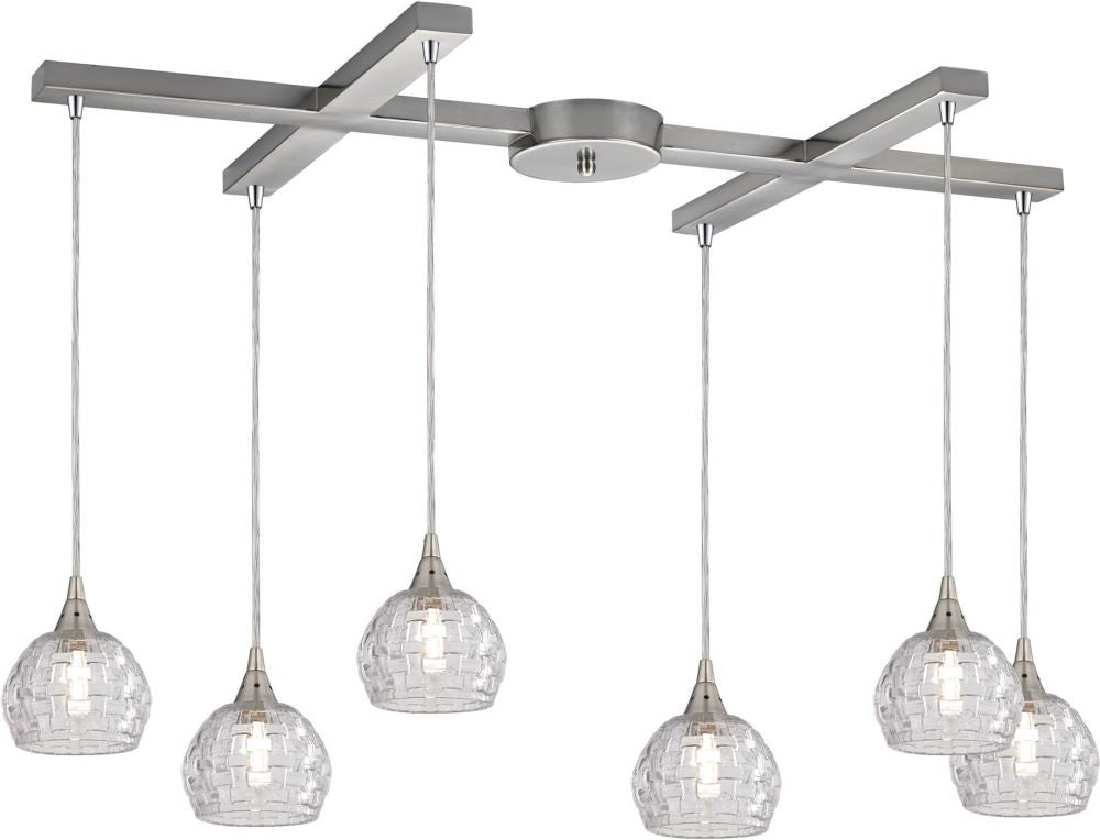 Kersey 6 Light Pendant In Satin Nickel