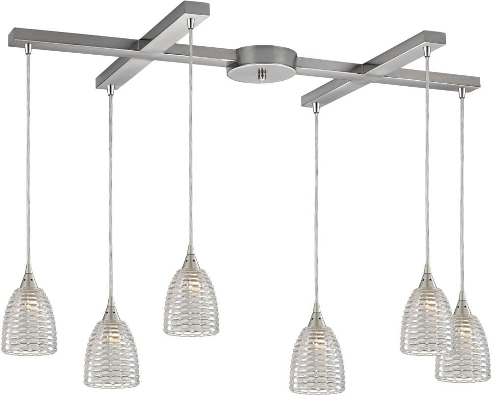 Kersey 6 Light Pendant In Satin Nickel