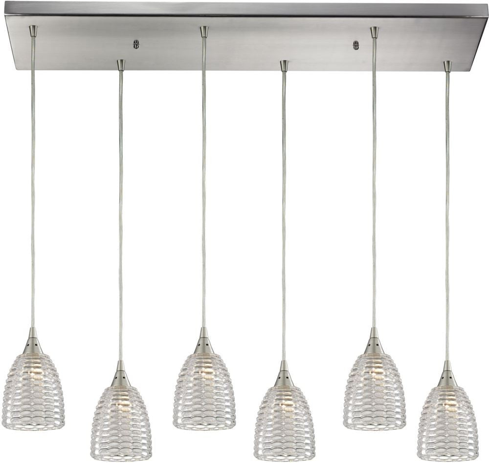 Kersey 6 Light Pendant In Satin Nickel