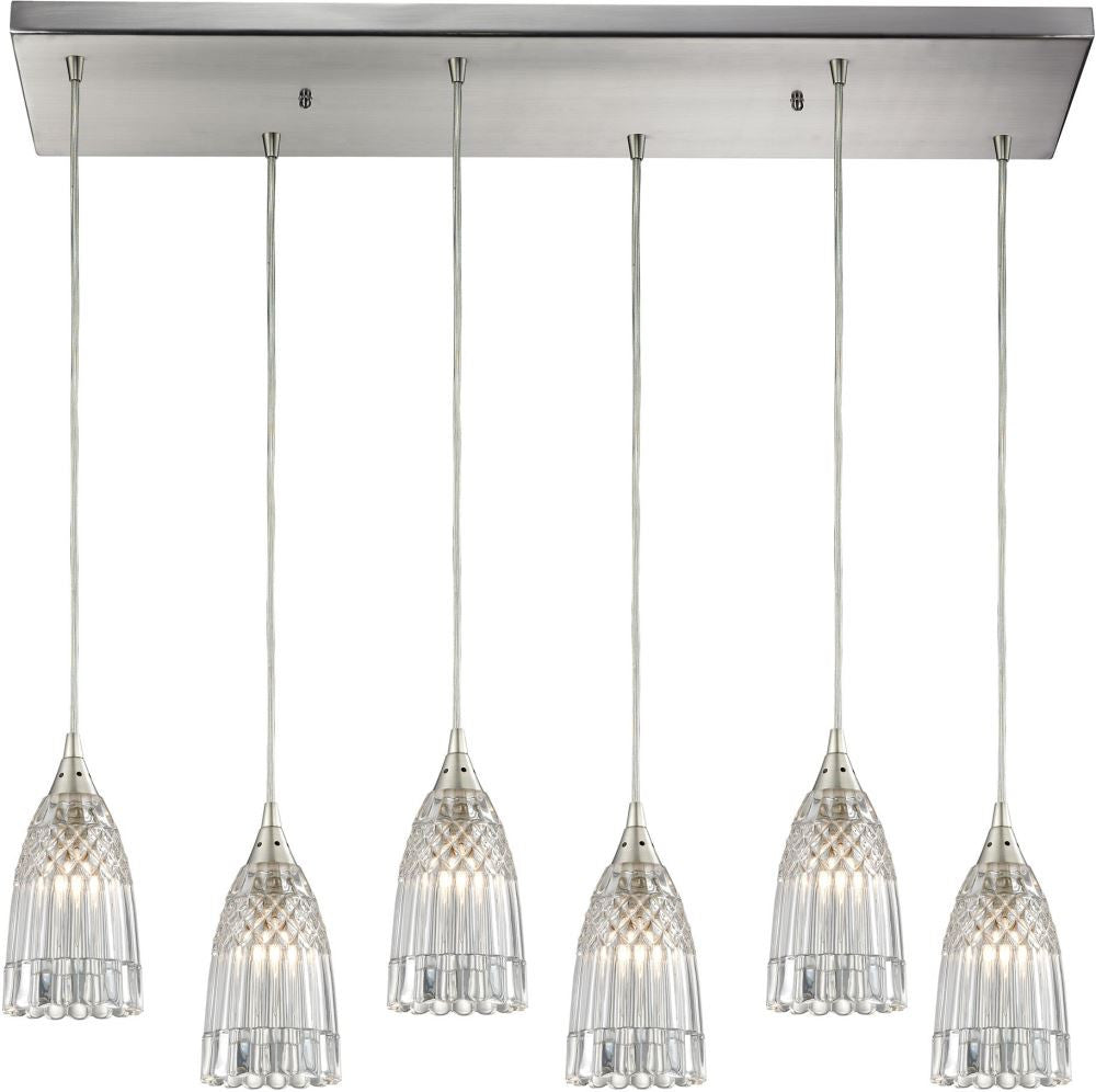 Kersey 6 Light Pendant In Satin Nickel