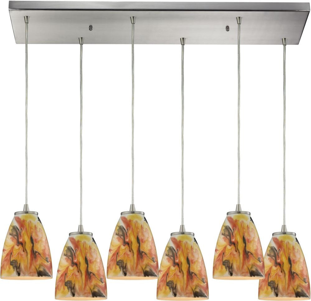 Abstractions 6 Light Pendant In Satin Nickel