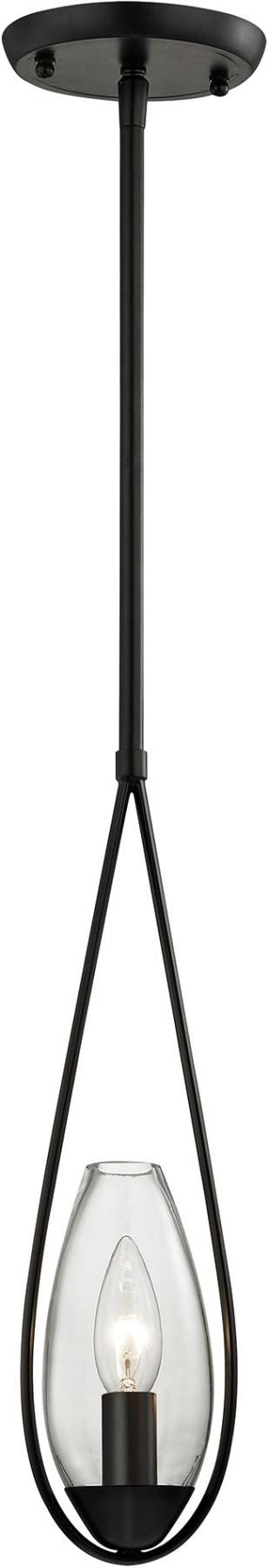 Teardrop 1 Light Pendant In Oil Rubbed Bronze and Clear Glass