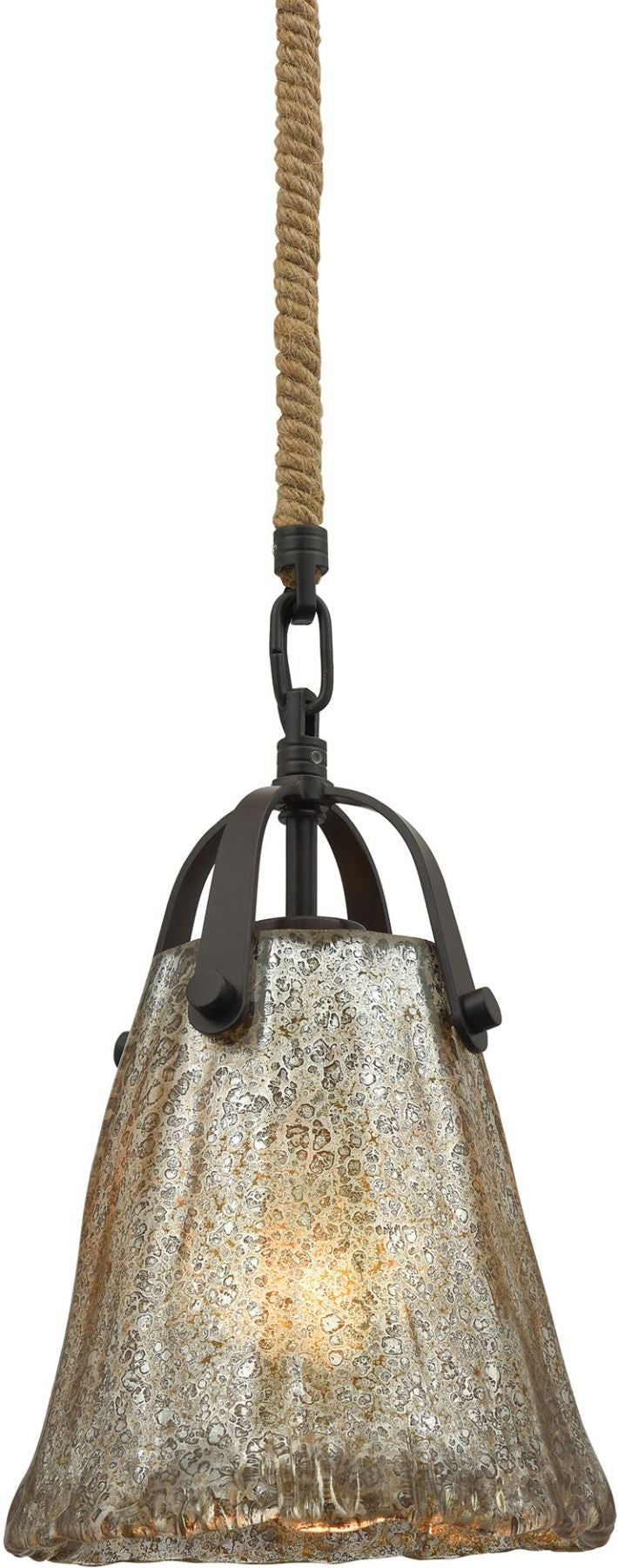 Hand Formed Glass 1 Light Pendant In Oil Rubbed Bronze