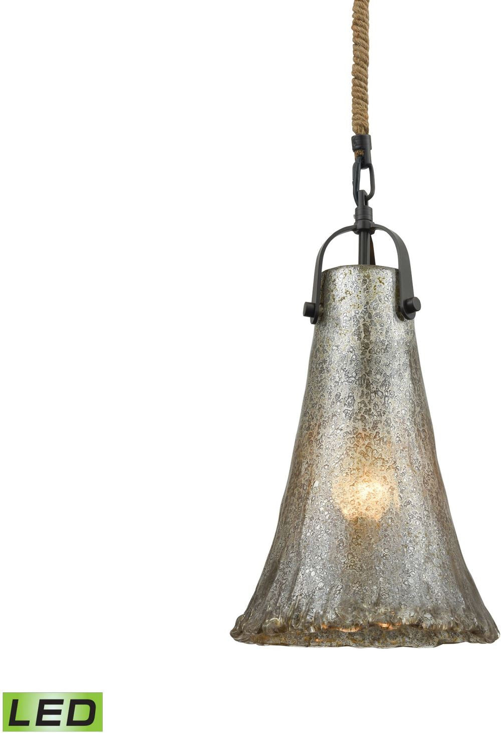 Hand Formed Glass 1 Light Led Pendant In Oil Rubbed Bronze