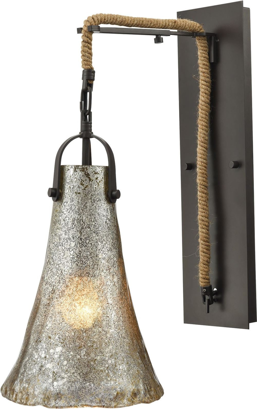 Hand Formed Glass 1 Light Wall Sconce In Oil Rubbed Bronze