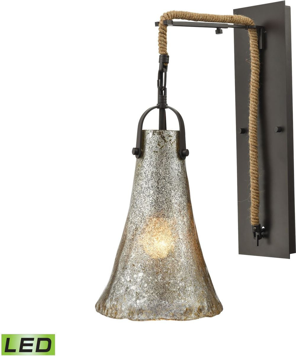 Hand Formed Glass 1 Light Led Wall Sconce In Oil Rubbed Bronze