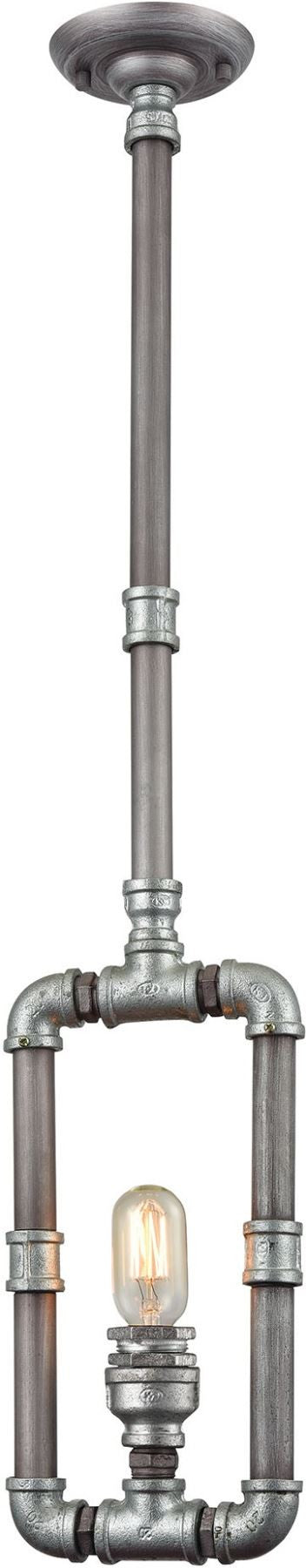 Cast Iron Pipe 1 Light Pendant In Weathered Zinc
