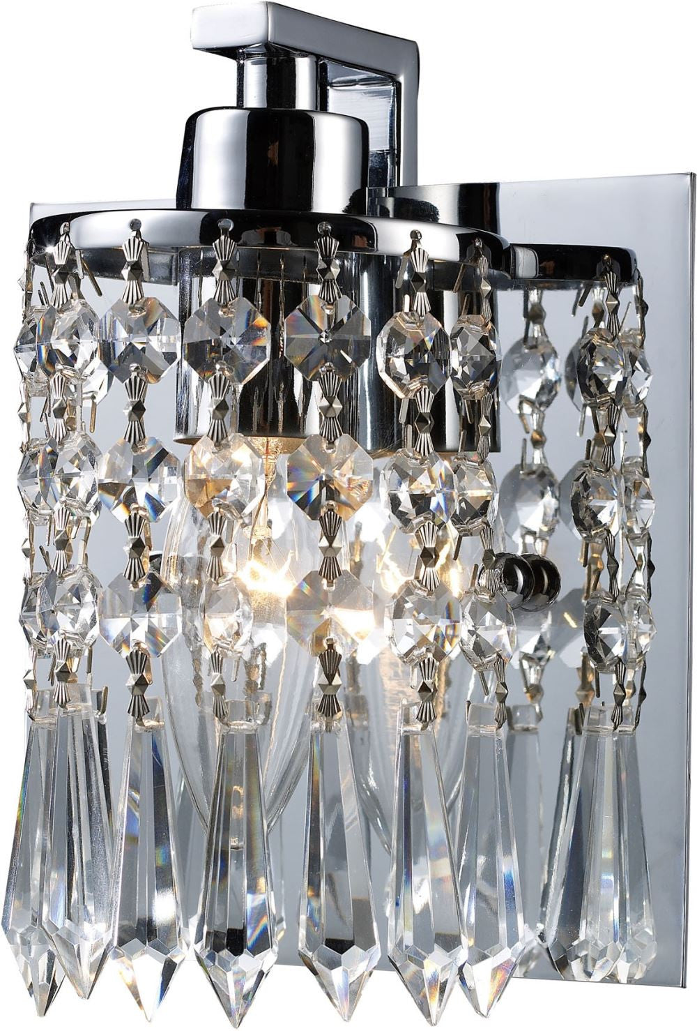 Optix 1 Light Vanity In Polished Chrome and Leaded Crystal Glass