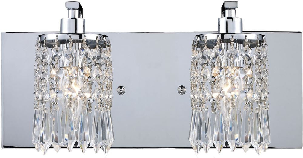 Optix 2 Light Vanity In Polished Chrome and Leaded Crystal Glass