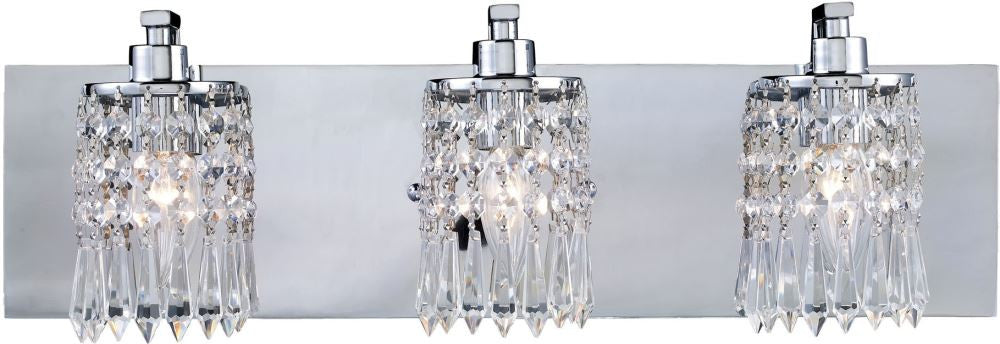 Optix 3 Light Vanity In Polished Chrome and Leaded Crystal Glass