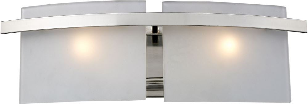 Briston 2 Light Vanity In Satin Nickel and Frosted White Glass