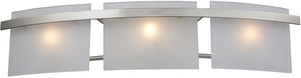 Briston 3 Light Vanity In Satin Nickel and Frosted White Glass