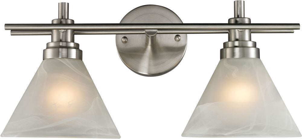 Pemberton 1 Light Vanity In Brushed Nickel and Marbelized White Glass