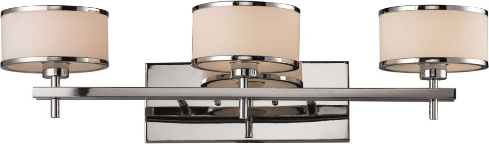 Utica 1 Light Vanity In Polished Chrome and White Glass