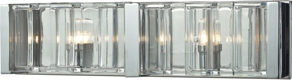 Corrugated Glass 2 Light Vanity In Polished Chrome