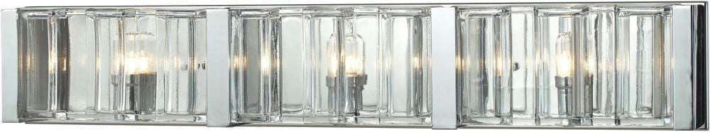Corrugated Glass 3 Light Vanity In Polished Chrome