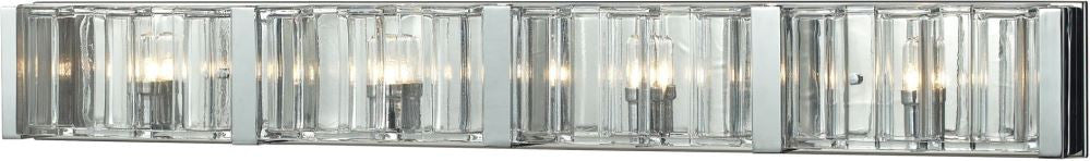 Corrugated Glass 4 Light Vanity In Polished Chrome