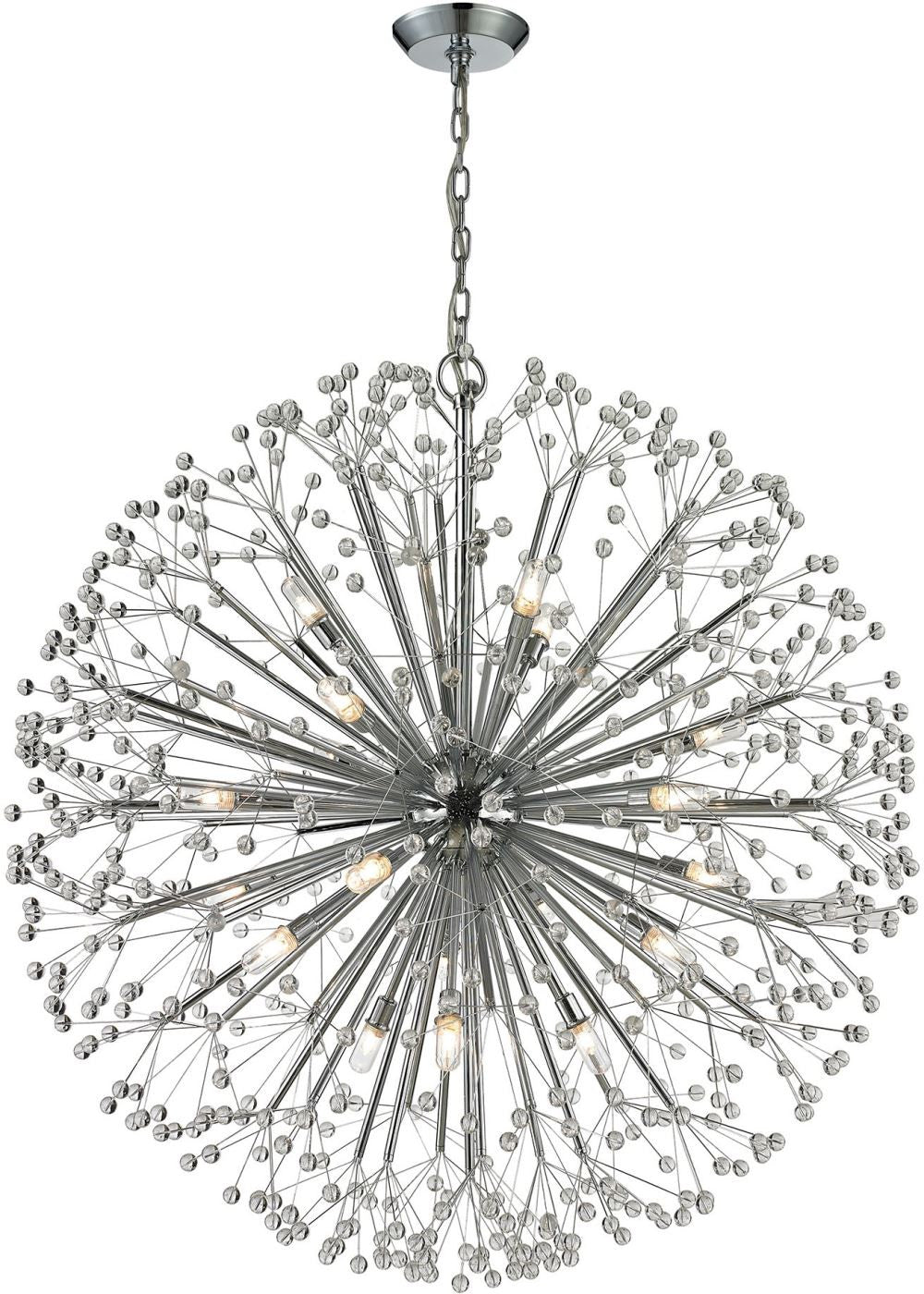 Starburst 19 Light Chandelier In Polished Chrome and Crystal