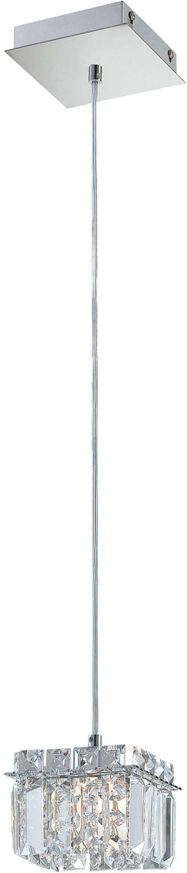 Crown 1 Light Pendant In Chrome and Clear Crystal Glass
