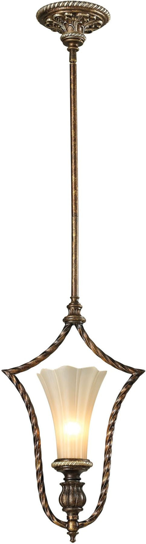 Allesandria 1 Light Pendant In Burnt Bronze and Weathered Gold Leaf