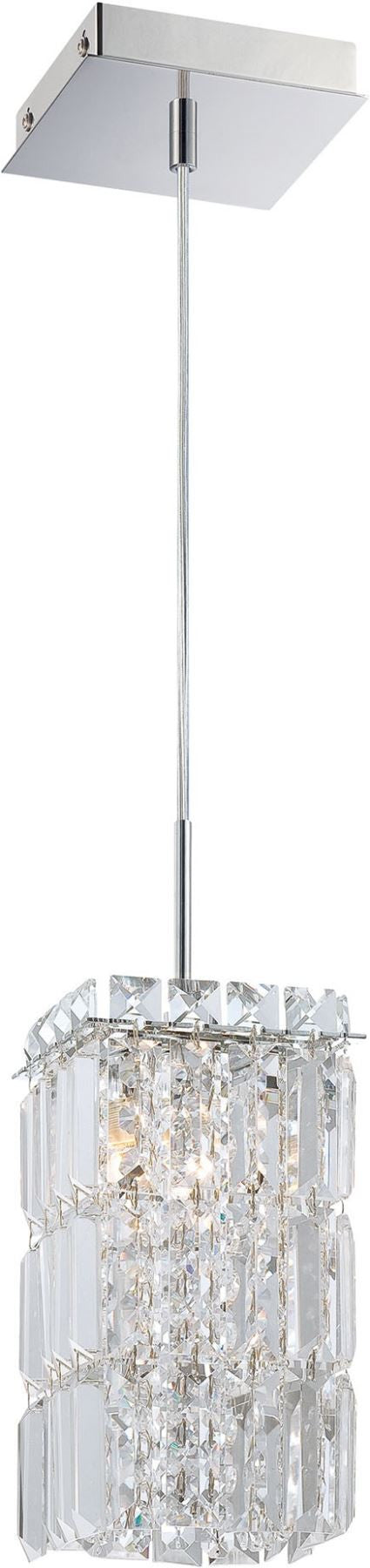 King 1 Light Pendant In Chrome and Clear Crystal Glass