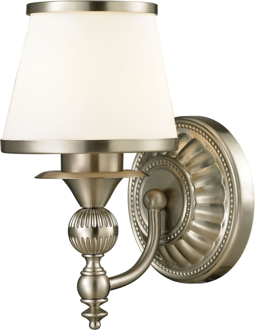 Smithfield 1 Light Vanity In Brushed Nickel and Opal White Glass