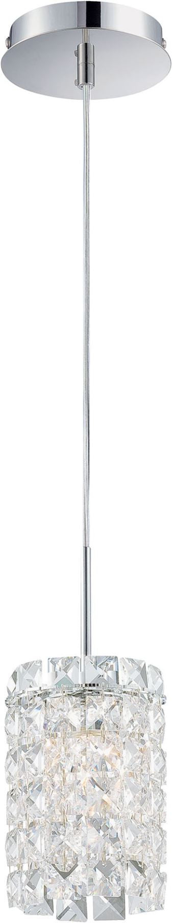Queen 1 Light Pendant In Chrome and Clear Crystal Glass