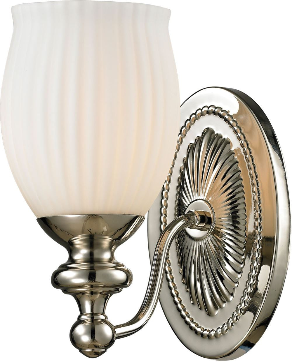 Park Ridge 1 Light Vanity In Polished Nickel and Reeded Glass