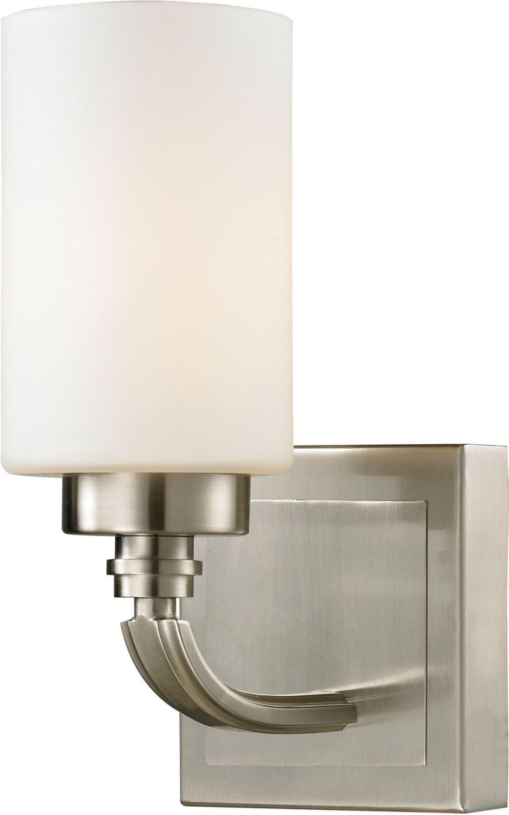 Dawson 1 Light Vanity In Brushed Nickel and Opal White Glass
