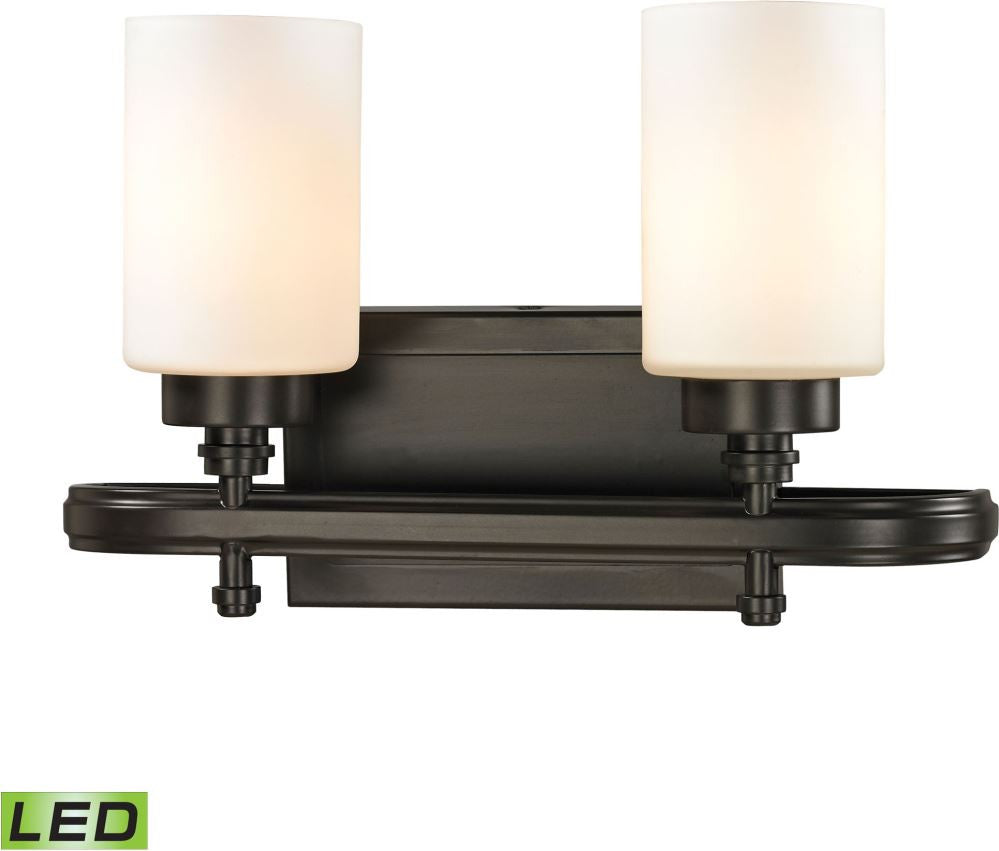 Dawson 2 Light Led Vanity In Oil Rubbed Bronze and Opal White Glass