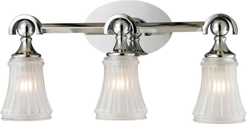 Jayden 3 Light Vanity In Polished Chrome and Frosted Glass