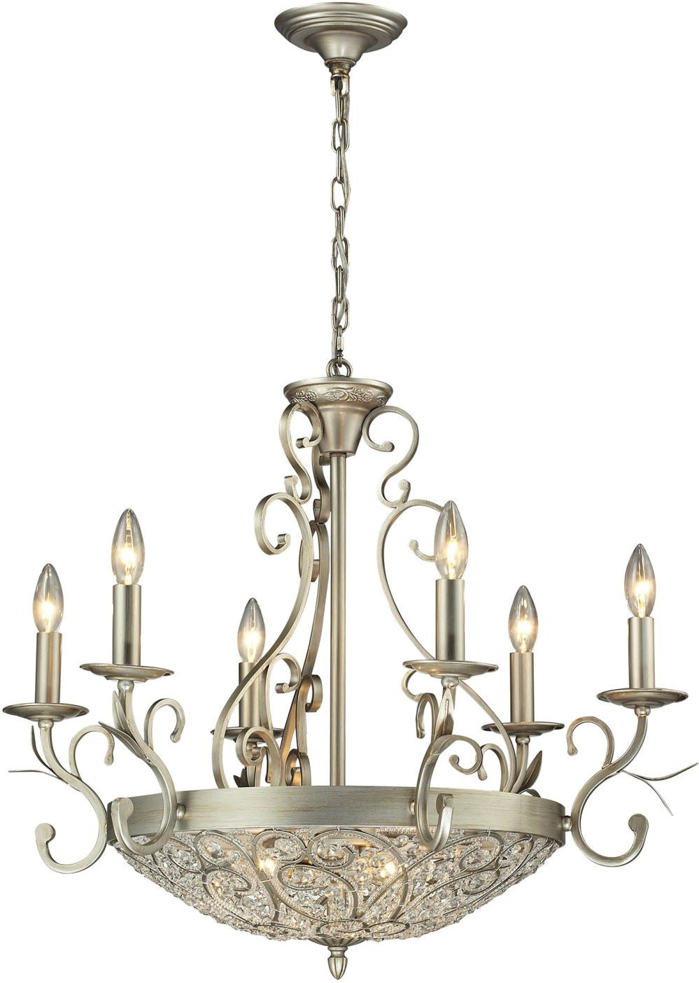 Andalusia 6+3 Light Chandelier In Aged Silver