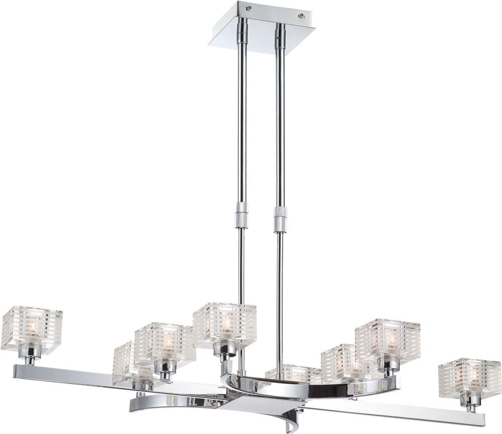 Quatra 8 Light Pendant In Chrome and Clear Glass