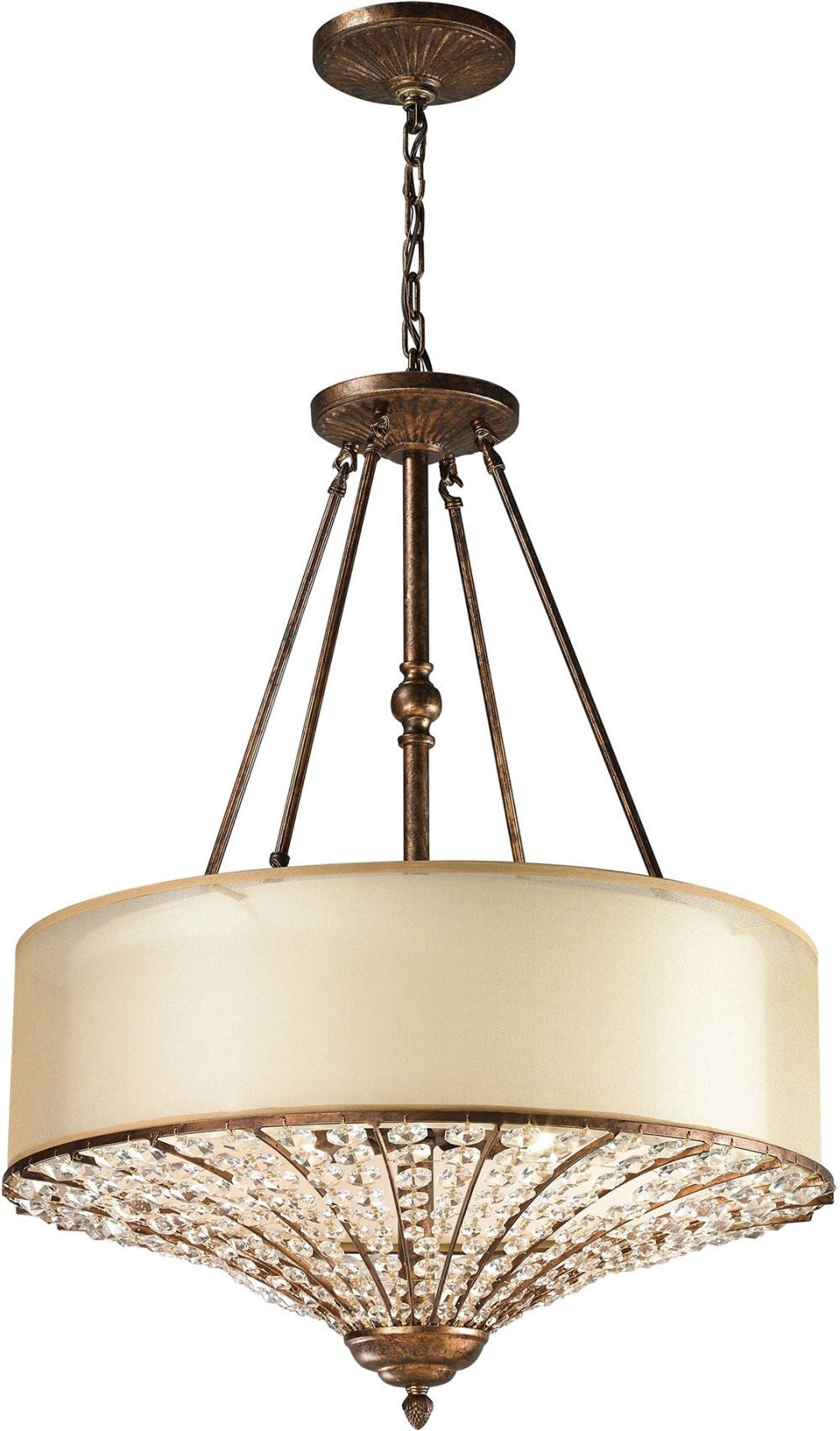 Crystal Spring 4 Light Pendant In Spanish Bronze