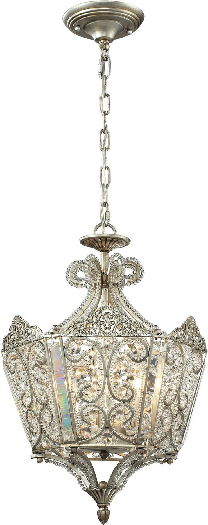 Villegosa 6 Light Pendant In Aged Silver