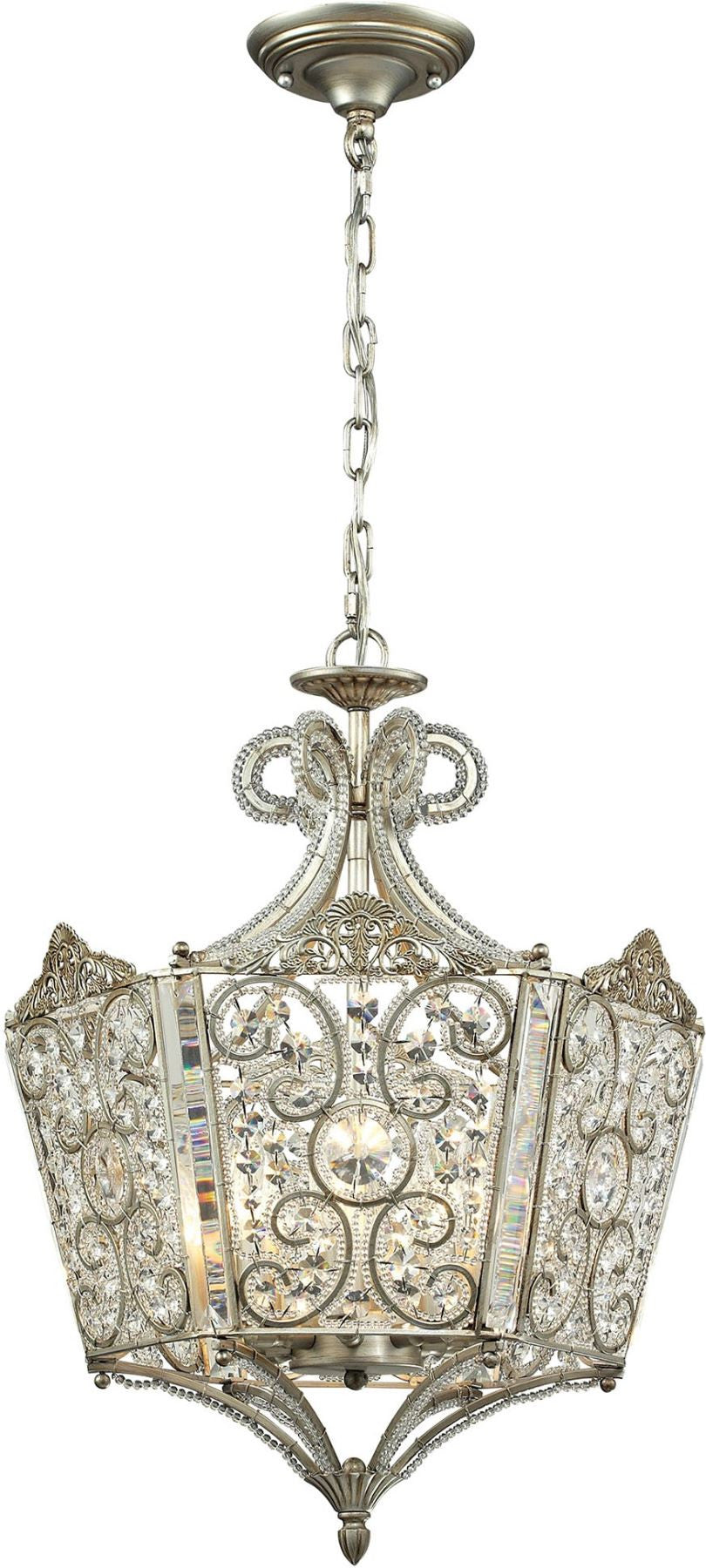 Villegosa 8 Light Pendant In Aged Silver