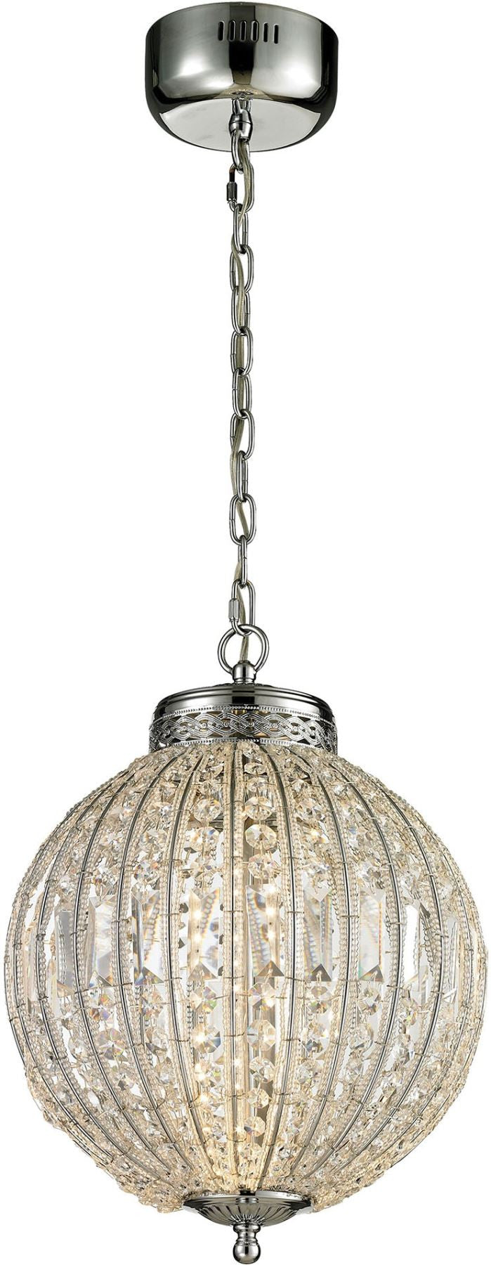 Crystal Sphere Led Pendant In Polished Chrome