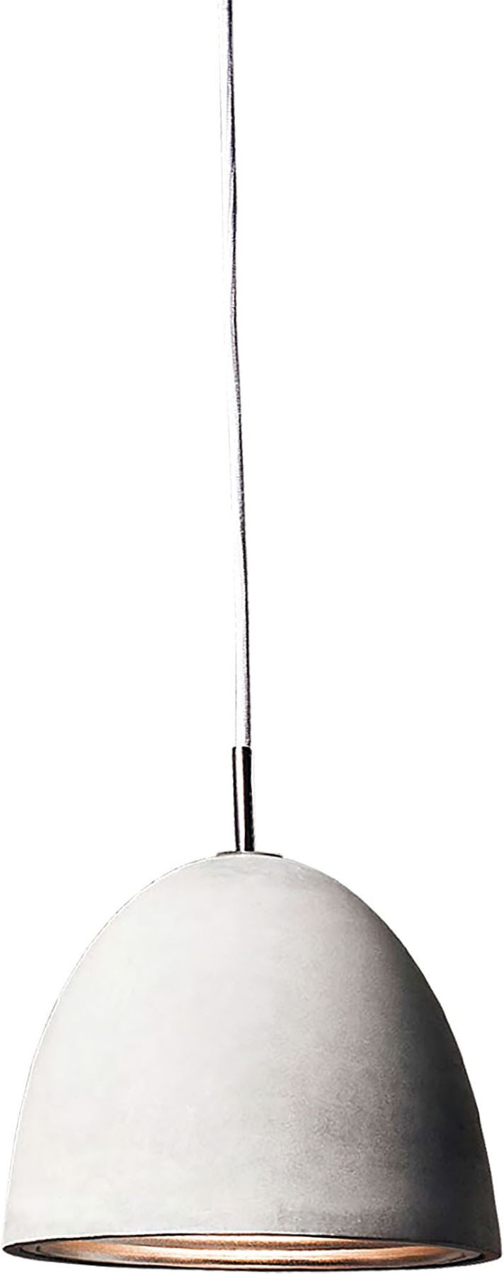 Castle 1 Light Pendant In Poured Concrete With Chrome Reflector - Medium