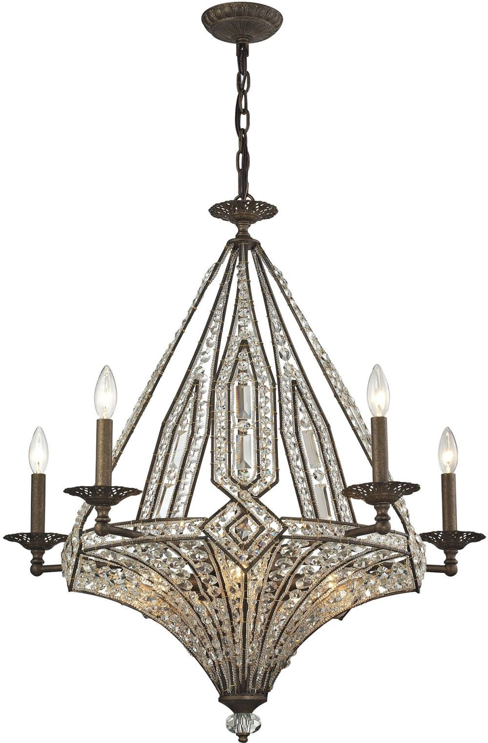Jausten 10 Light Chandelier In Antique Bronze