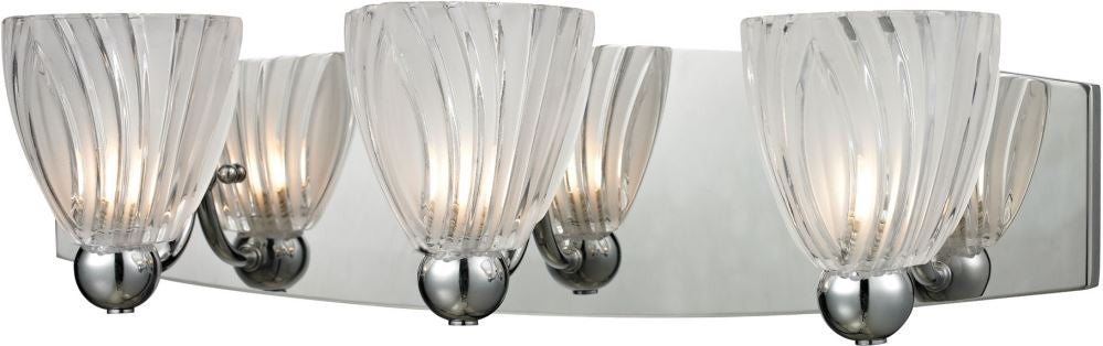 Lindale 3 Light Vanity In Polished Chrome and Scalloped Glass
