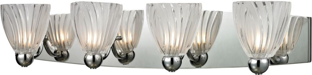 Lindale 4 Light Vanity In Polished Chrome and Scalloped Glass