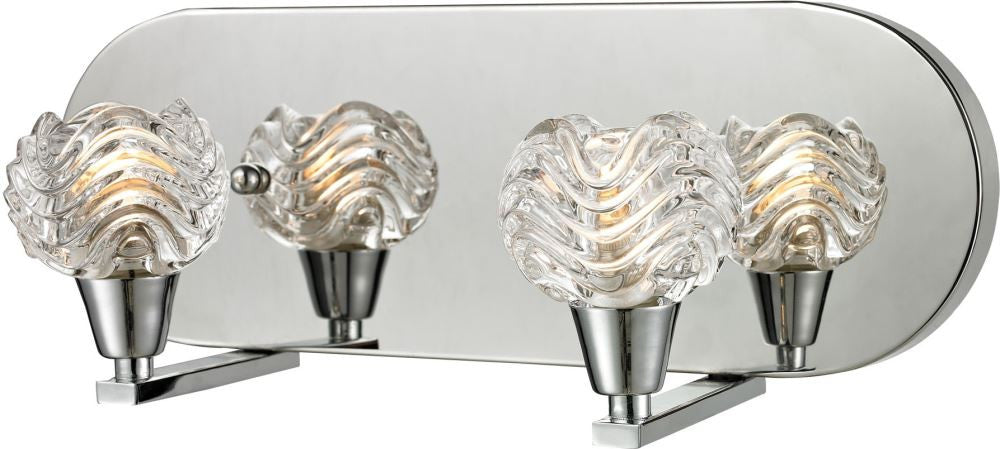 Crystal Wave 2 Light Vanity In Polished Chrome and Clear Wave Patterned Glass