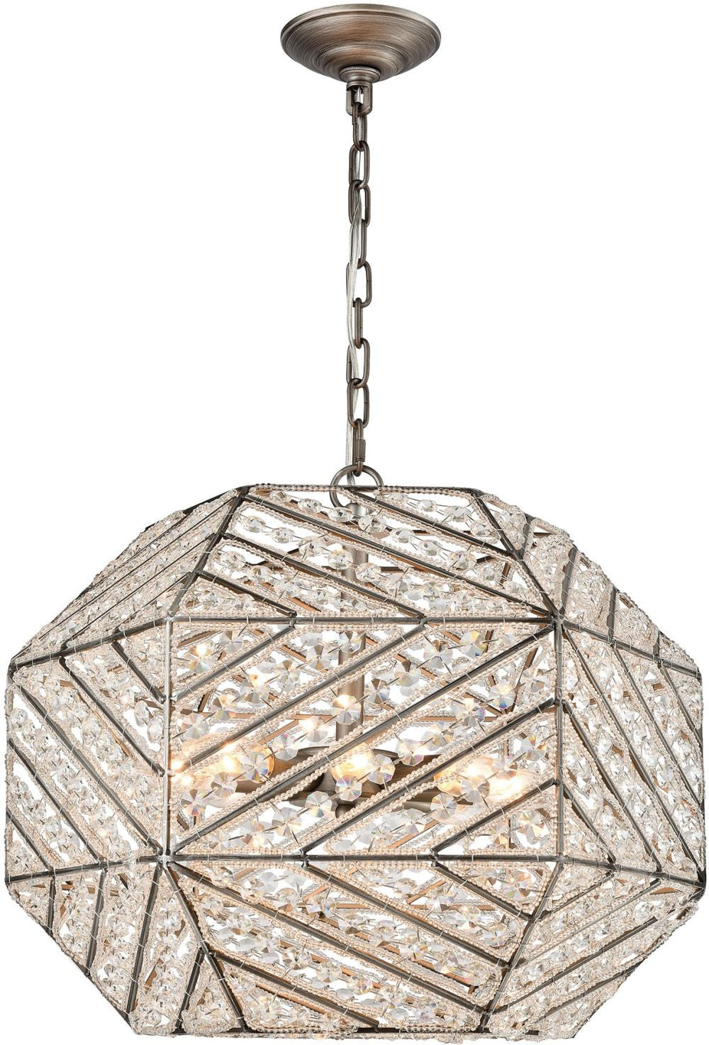 Constructs 8 Light Chandelier In Weathered Zinc