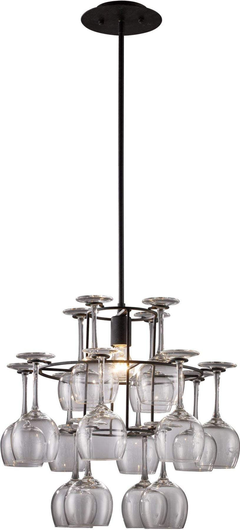 Vintage 1 Light Chandelier In Dark Rust