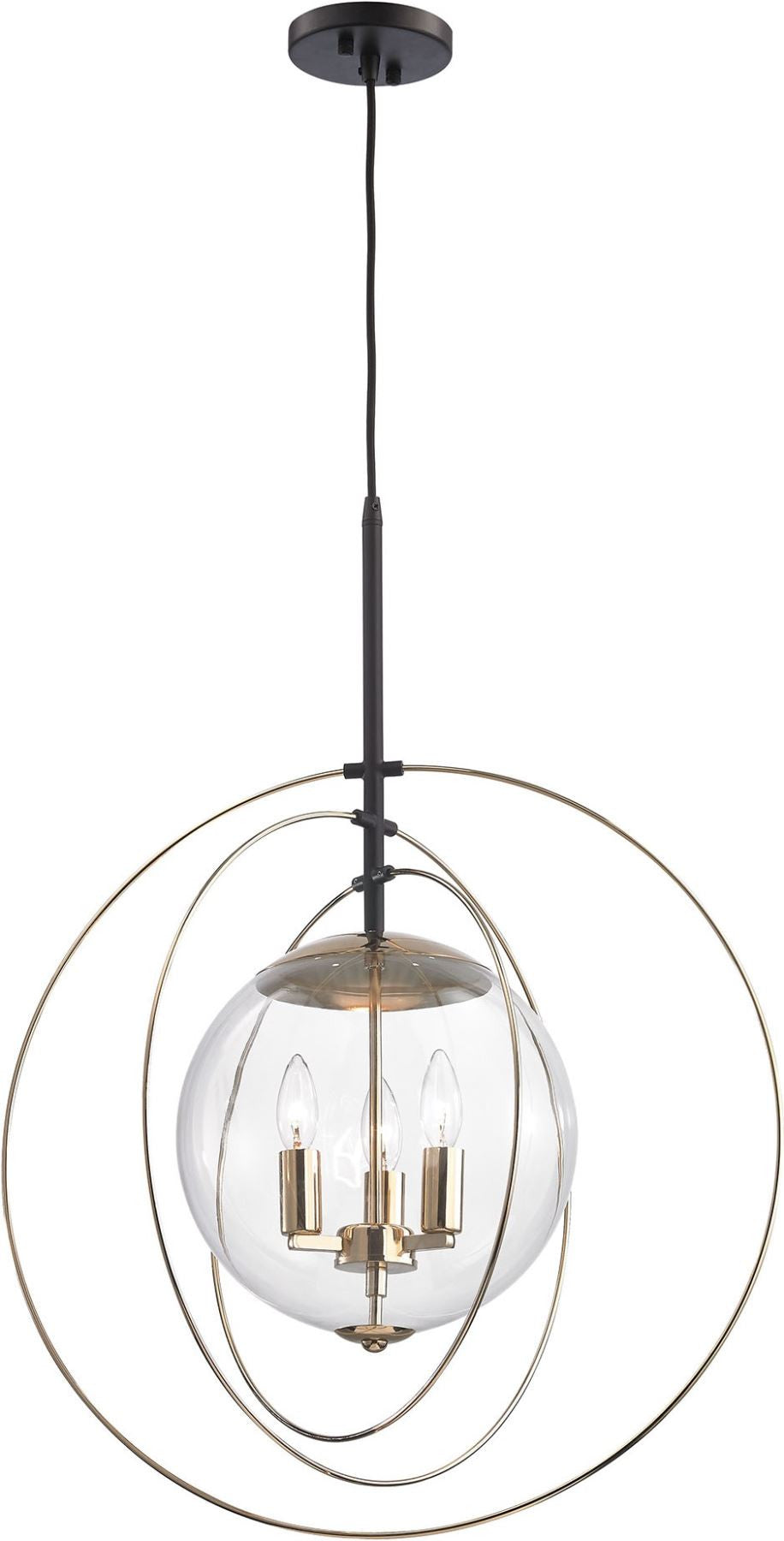 Zonas 3 Light Chandelier In Polished Gold and Oil Rubbed Bronze