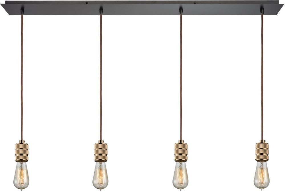 Camley 4 Light Pendant In Polished Gold and Oil Rubbed Bronze