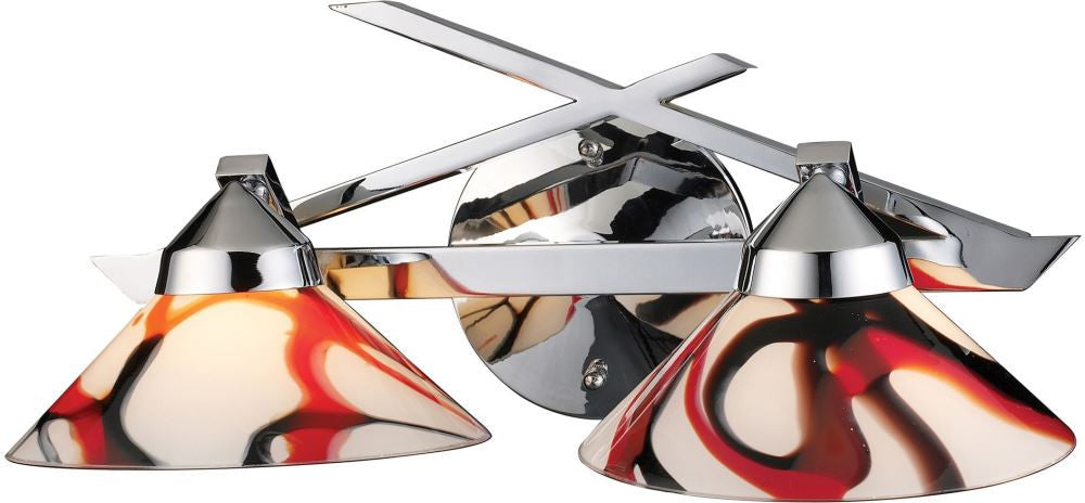Refraction 2 Light Vanity In Polished Chrome and Creme White Glass