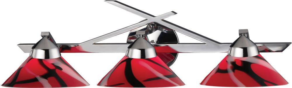 Refraction 3 Light Vanity In Polished Chrome and Mars Glass